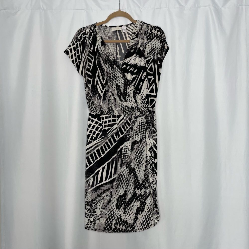 Chico’s Midi Faux Wrap Dress in Black & White US Medium Chico’s 1
